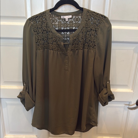 DR2 Olive Lace Accent Blouse - Picture 7 of 7
